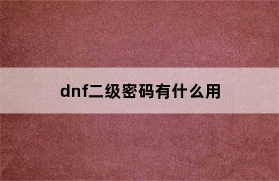 dnf二级密码有什么用