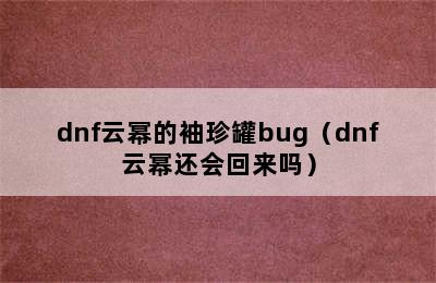 dnf云幂的袖珍罐bug（dnf云幂还会回来吗）