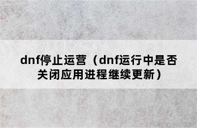 dnf停止运营（dnf运行中是否关闭应用进程继续更新）