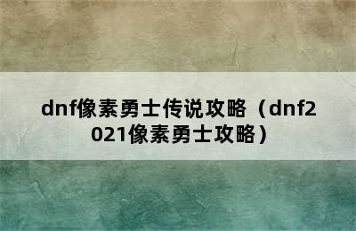 dnf像素勇士传说攻略（dnf2021像素勇士攻略）