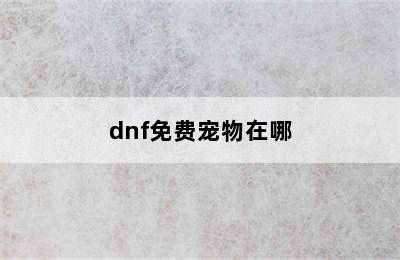 dnf免费宠物在哪