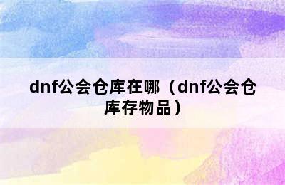 dnf公会仓库在哪（dnf公会仓库存物品）