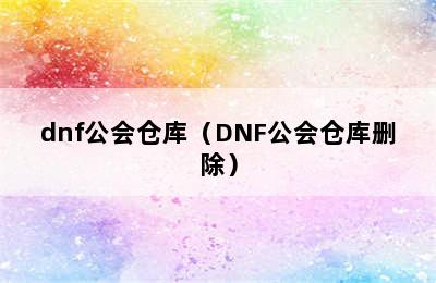 dnf公会仓库（DNF公会仓库删除）