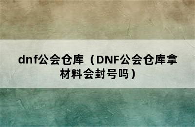 dnf公会仓库（DNF公会仓库拿材料会封号吗）