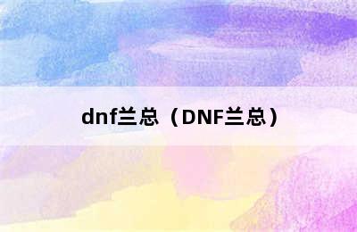 dnf兰总（DNF兰总）