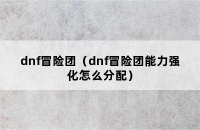 dnf冒险团（dnf冒险团能力强化怎么分配）