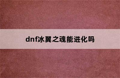 dnf冰翼之魂能进化吗