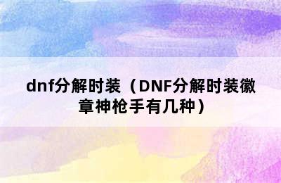 dnf分解时装（DNF分解时装徽章神枪手有几种）