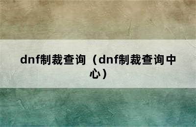 dnf制裁查询（dnf制裁查询中心）