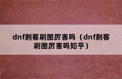 dnf刺客刷图厉害吗（dnf刺客刷图厉害吗知乎）