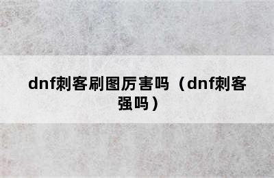 dnf刺客刷图厉害吗（dnf刺客强吗）