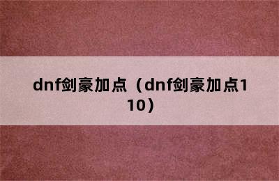 dnf剑豪加点（dnf剑豪加点110）