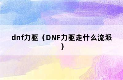 dnf力驱（DNF力驱走什么流派）