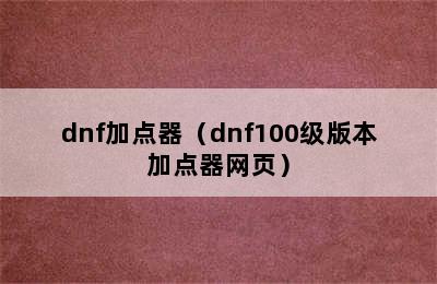 dnf加点器（dnf100级版本加点器网页）