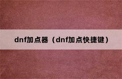 dnf加点器（dnf加点快捷键）