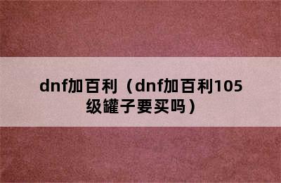 dnf加百利（dnf加百利105级罐子要买吗）