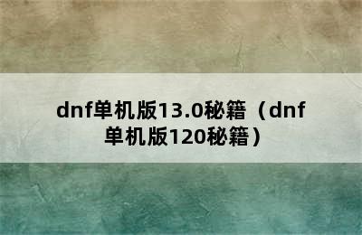 dnf单机版13.0秘籍（dnf单机版120秘籍）