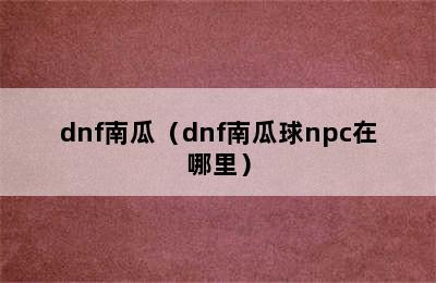 dnf南瓜（dnf南瓜球npc在哪里）