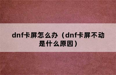 dnf卡屏怎么办（dnf卡屏不动是什么原因）