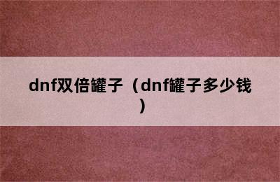 dnf双倍罐子（dnf罐子多少钱）