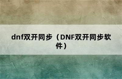 dnf双开同步（DNF双开同步软件）