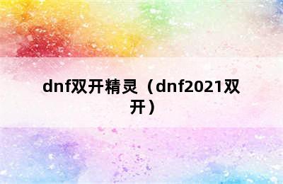 dnf双开精灵（dnf2021双开）