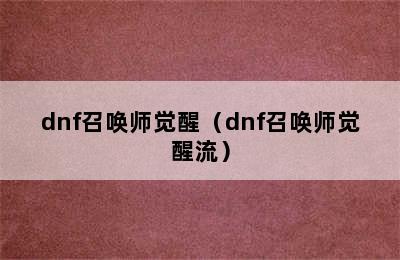 dnf召唤师觉醒（dnf召唤师觉醒流）