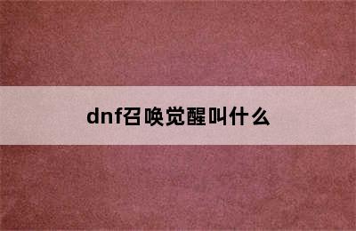 dnf召唤觉醒叫什么