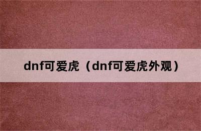 dnf可爱虎（dnf可爱虎外观）