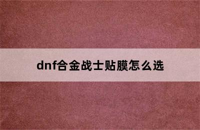 dnf合金战士贴膜怎么选