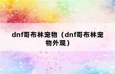 dnf哥布林宠物（dnf哥布林宠物外观）