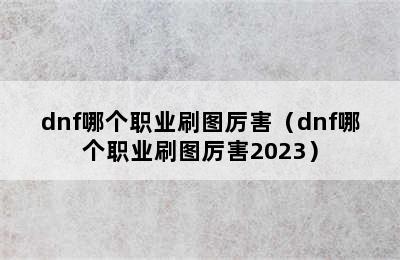 dnf哪个职业刷图厉害（dnf哪个职业刷图厉害2023）