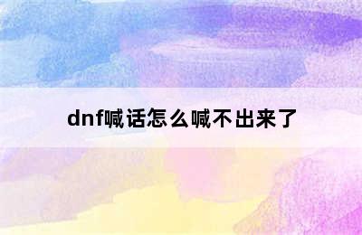 dnf喊话怎么喊不出来了