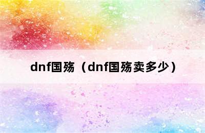 dnf国殇（dnf国殇卖多少）