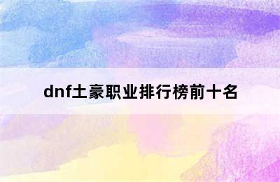 dnf土豪职业排行榜前十名