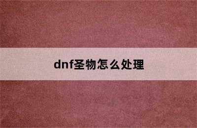 dnf圣物怎么处理