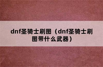 dnf圣骑士刷图（dnf圣骑士刷图带什么武器）