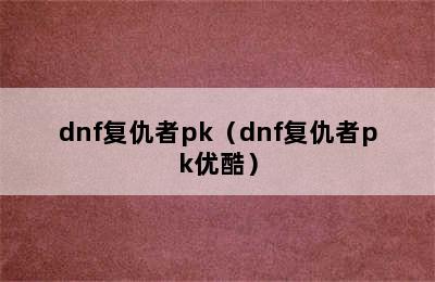 dnf复仇者pk（dnf复仇者pk优酷）