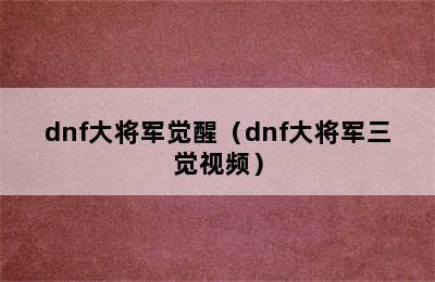 dnf大将军觉醒（dnf大将军三觉视频）