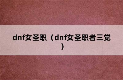 dnf女圣职（dnf女圣职者三觉）