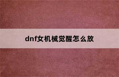 dnf女机械觉醒怎么放