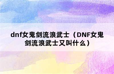 dnf女鬼剑流浪武士（DNF女鬼剑流浪武士又叫什么）