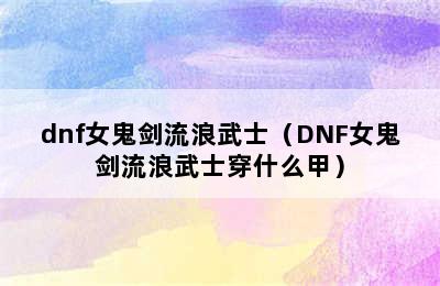 dnf女鬼剑流浪武士（DNF女鬼剑流浪武士穿什么甲）