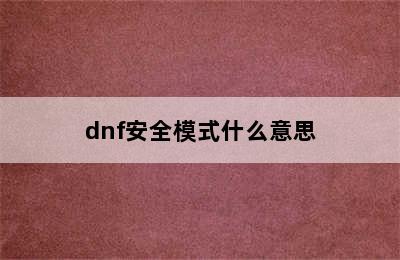 dnf安全模式什么意思