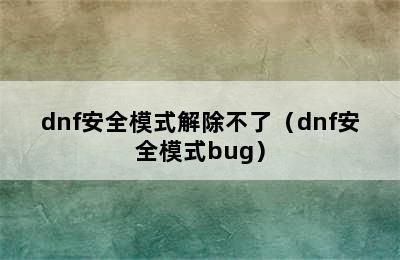 dnf安全模式解除不了（dnf安全模式bug）