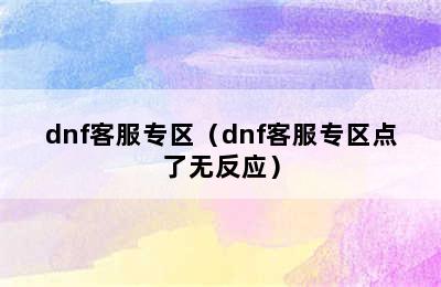 dnf客服专区（dnf客服专区点了无反应）