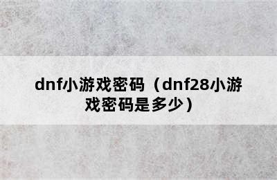 dnf小游戏密码（dnf28小游戏密码是多少）