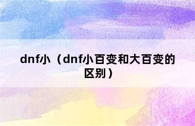 dnf小（dnf小百变和大百变的区别）