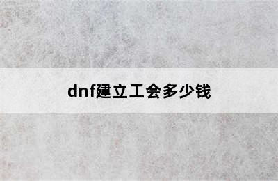 dnf建立工会多少钱