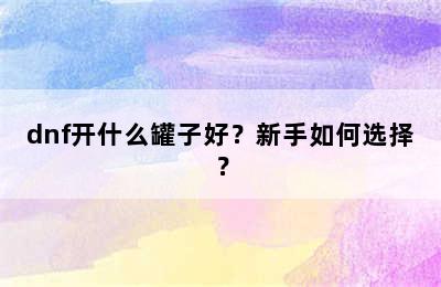 dnf开什么罐子好？新手如何选择？